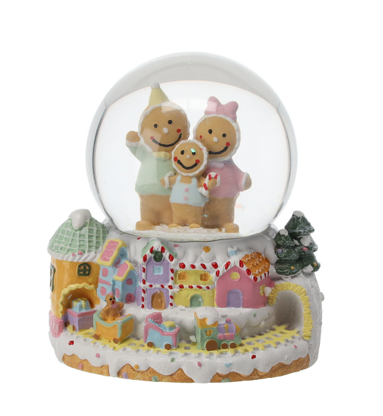 CHRISTMAS SNOW GLOBE - GINGERBREAD TOWN 5 x 5 x 7.5 CM MIX DESIGNS disp=12pcs *5706