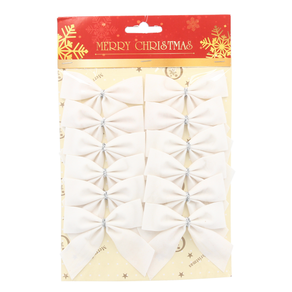 SET OF 12 CHRISTMAS BOWS RED/WHITE