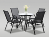 GARDEN FURNITURE SET - 4 CHAIRS + ROUND TABLE - GREY *3514