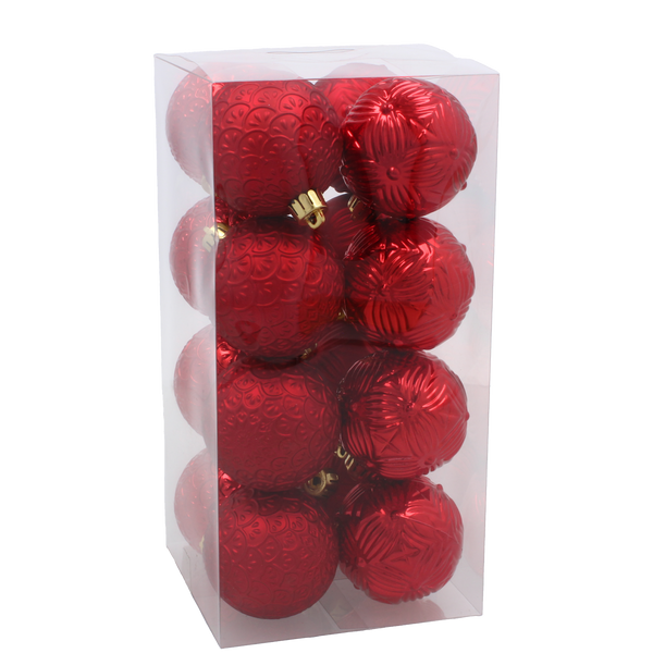 KPL. 16 BOMBEK 6 CM RED / GOLD / SILVER *3771