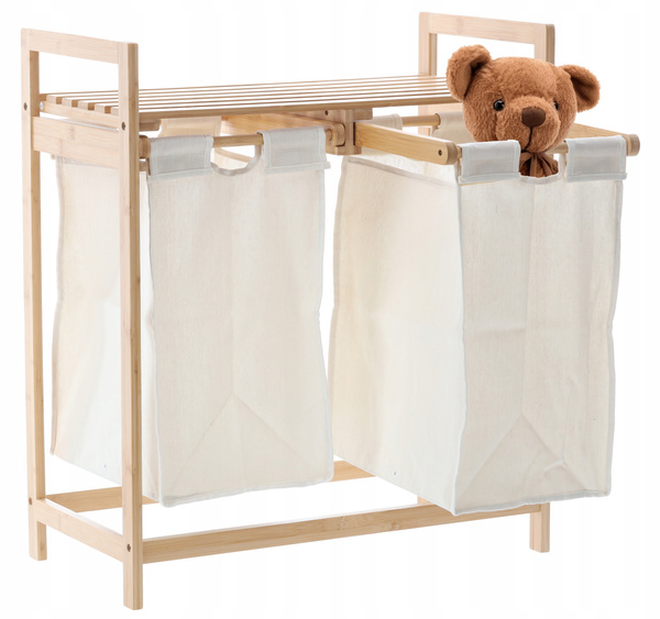 REGAŁ BAMBUSOWY Z DWOMA KOSZAMI 64x33x73 CM *6998