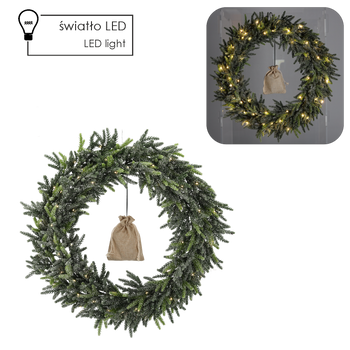 CHRISTMAS WREATH 50 CM SNOWED WITH LED