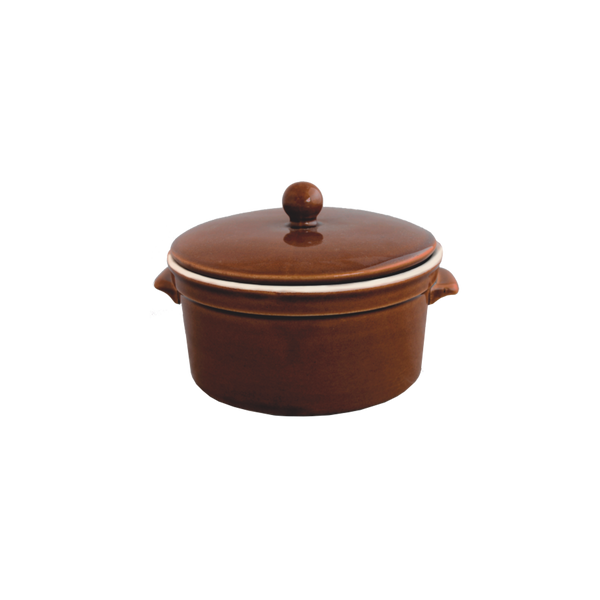 GARNEK CERAMICZNY 0,5L BRĄZOWY Z POKRYWĄ *3095
