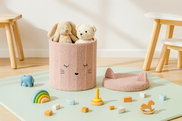 SKŁADANA PUFA ZE SCHOWKIEM 28 x 28 x 34 CM RÓŻOWA *4236