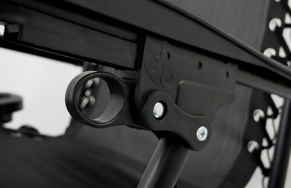 Șezlong de grădină pliabil cu suport pentru picioare, buzunar, copertină și suport pentru cap negru *9962