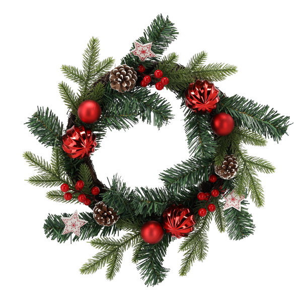 CHRISTMAS WREATH 40 CM WHITE AND RED