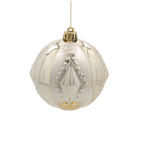SET OF 12 ORNAMENTS 8 CM CHAMPAGNE/GRAY/WHITE