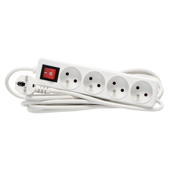 EXTENSION CORD POWER STRIP WITH SWITCH 4 SOCKETS 5 M WHITE