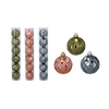 SET OF 6 GLOSSY BAUBLES 6 CM OLIVE/COPPER/GRAPHITE