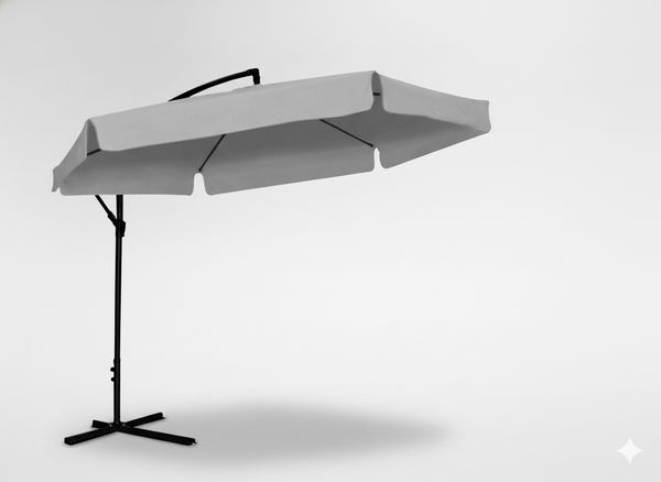 PARASOL OGRODOWY 3 M SZARY "BANANA" Z POKROWCEM