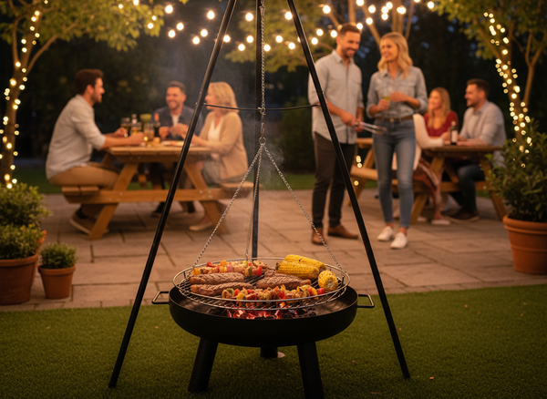 ADJUSTABLE HANGING GRILL ON TRIPOD 64,5 x 64,5 x 150 CM