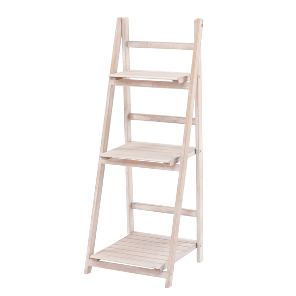 NATURAL/WHITENED LADDER SHELF WITH 3 SHELVES 42 X 39 X 109 CM