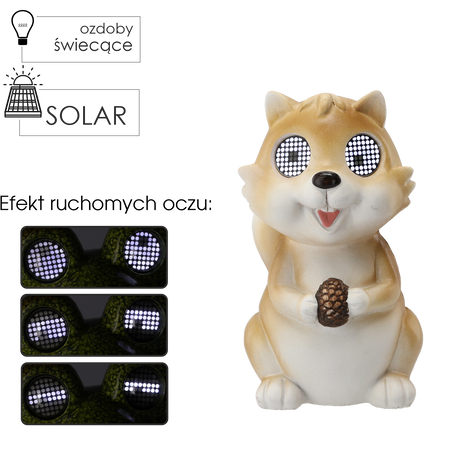FIGURĂ DE GRĂDINĂ - VEVERIȚĂ CU OCHI LUMINOȘI 17,3 x 15,4 x 27 cm LED *9224