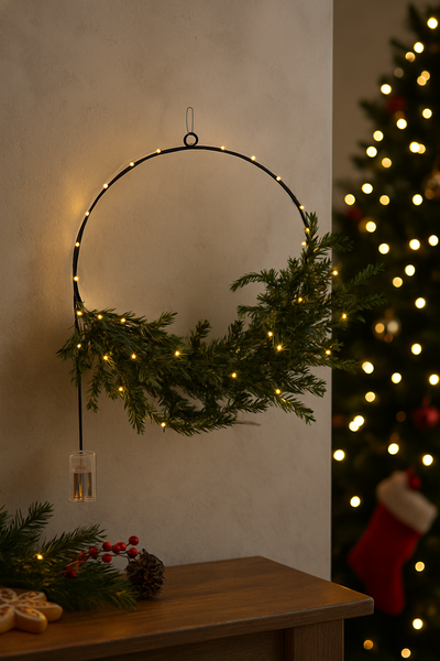 WIENIEC ŚWIĄTECZNY 45 CM Z SOSNĄ LED opak=12szt *2077