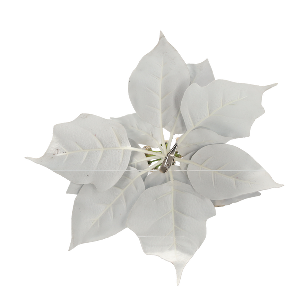 ARTIFICIAL FLOWER - POINSETTIA 25 CM WITH CLIPS SILVER