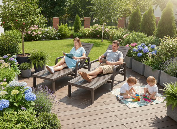 LEŻAK OGRODOWY 192X66X33 CM CIEMNY BRĄZ