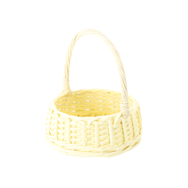 KOSZYK RATTANOWY 19 x 19 x 8,5/23 CM Z RĄCZKĄ - ŻÓŁTY *8352