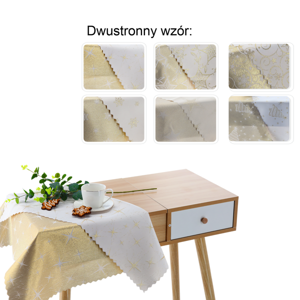 BLAT DE MASĂ DUBLĂ ZLATĂ MIX 80X80 CM CRĂCIUN PACHET 1BUC *04525