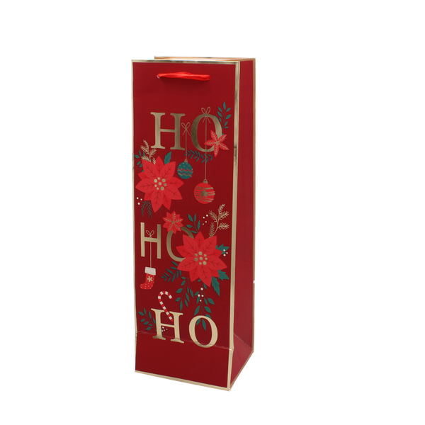 Sac populară pentru vin "CRĂCIUN PENTRU TINE" 36 x 12 x 10 CM MESTECENE PACHET=12buc *6765