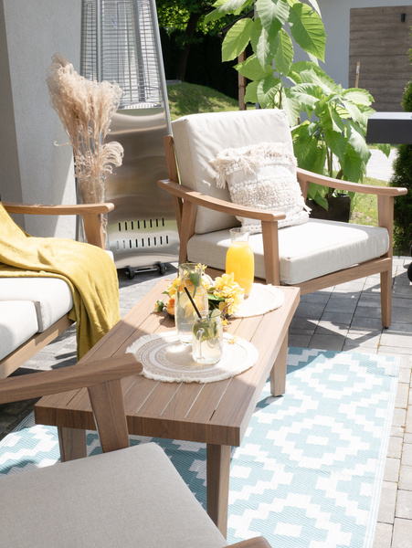 ZESTAW MEBLI ALUMINIOWYCH "TIRANA" (SOFA + 2 FOTELE + STOLIK) BEŻOWY + BEŻOWE PODUSZKI *9538