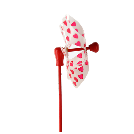 PINWHEEL WITH HEARTS 9 x 27,5 CM WHITE/RED