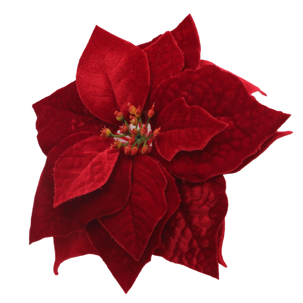 ARTIFICIAL FLOWER - POINSETTIA 25 CM ON CLIP DARK RED