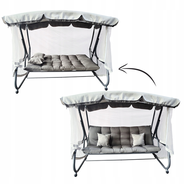 GARDEN SWING WITH MOSQUITO NET 220 X 130 X 175 CM GRAY
