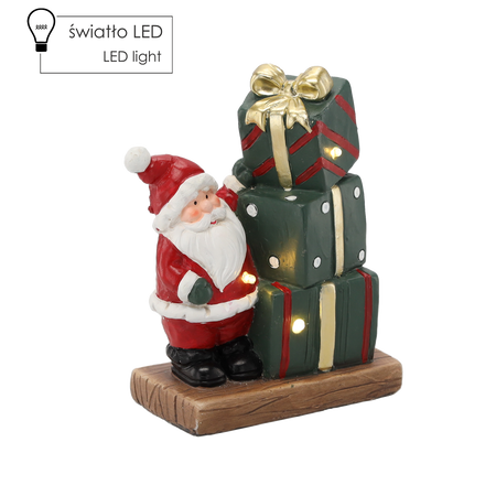 FIGURĂ CRĂCIUNUL - MOȘ CRĂCIUN CU CADOURI 15,6 X 8 X 19,8 CM LED pachet=2buc *1421