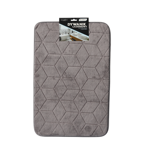 BATH MAT WITH ANTI-SLIP BACKING 40 X 60 CM GREY