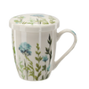 KUBEK PORCELANOWY Z ZAPARZACZEM I POKRYWKĄ 340 ML MIX KWIATOWYCH WZORÓW *1902
