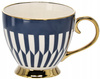 KUBEK PORCELANOWY 445 ML NA NÓŻCE GRANATOWY / ZŁOTY MIX WZORÓW opak=1szt *7963