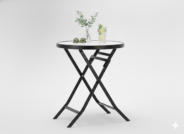 STOLIK OKRĄGŁY SKŁADANY 60 x 70 CM CZARNY