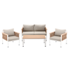 SET DE MOBILIER DIN ALUMINIU "BELGRAD" (Canapea + 2 Fotolii + Măsuță) Bej + Perne Bej