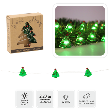 LED LIGHT CHAIN - CHRISTMAS TREES 20 L BATTERY-POWERED