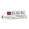 EXTENSION CORD POWER STRIP WITH SWITCH 3 SOCKETS 3M WHITE