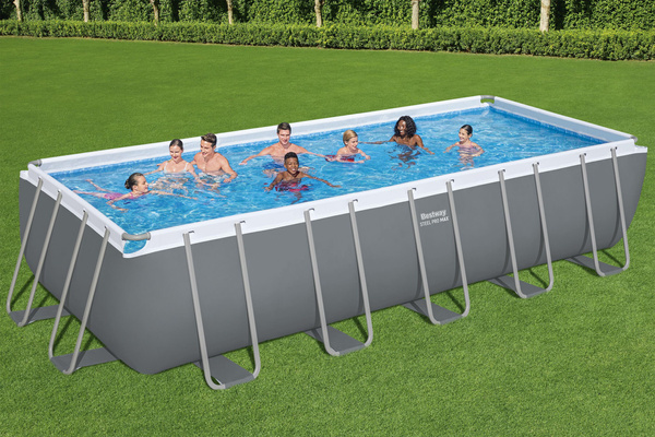 PISCINA REGLABILĂ 6,40 X 2,74 X 1,32 M (PISCINA, POMPĂ CU SAND, SCARĂ, CAPAC, DISTRIBUITOR) 