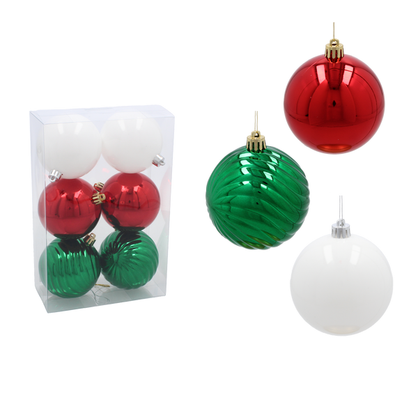 KPL. 6 BOMBEK 8 CM CZERWONY/ZIELONY/BIAŁY *9896