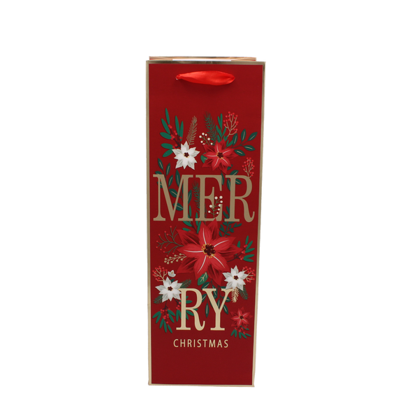 CHRISTMAS WINE GIFT BAG "CHRISTMAS TO YOU" 36 x 12 x 10 CM MIX DESIGNS