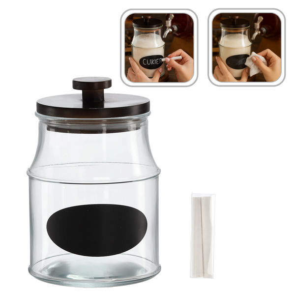 JAR 2.2 L WITH WOODEN LID, WRITING LABEL AND CHALK
