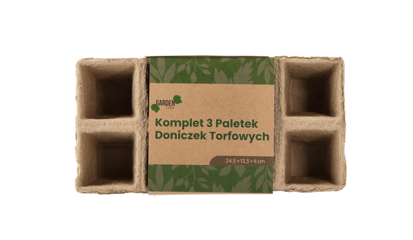 SET OF 3 PALLETS OF PEAT FLOWERPOTS 24,5 x 12,5 x 6 CM