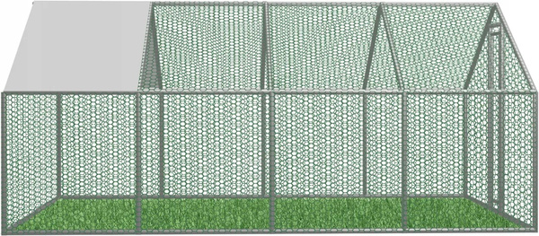 WOLIERA / ZAGRODA METALOWA DLA ZWIERZĄT  6 x 3 x 1.95 M Z CZĘŚCIOWYM ZADASZENIEM 