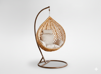 FOTEL WISZĄCY ROZM. S BRĄZOWY, PODUSZKA BEŻOWA, RAMA BRĄZOWA