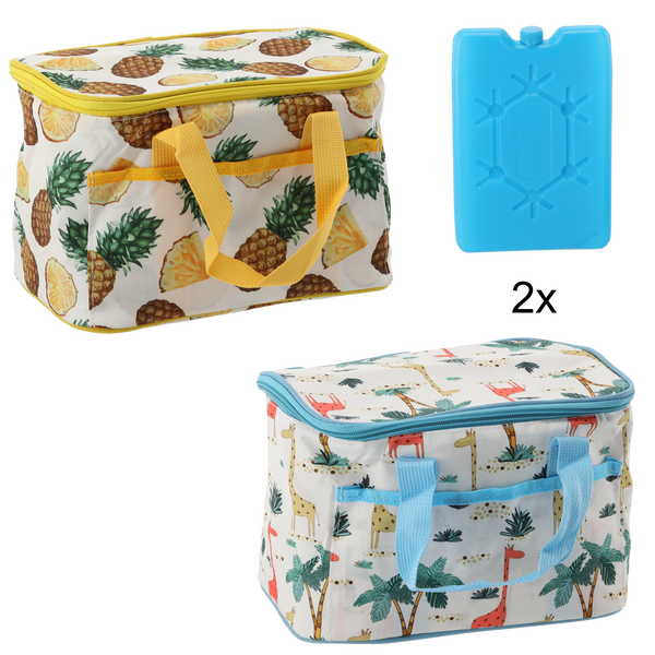 TERMOSKA TAŠKA 25 x 17 x 17 CM 6L KUFŘÍK MIX 2 VZOROV S DVOMA CHLAĎACÍMI VLOŽKAMI *9264