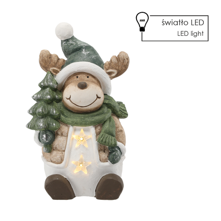 FIGURKA BOŽÍ HODINY - JELEN S HVĚZDIČKAMI 24 X 18,5 X 40 CM LED *1155