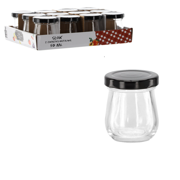 SŁOICZEK 50 ML Z CZARNĄ METALOWĄ ZAKRĘTKĄ opak=12 szt *2462