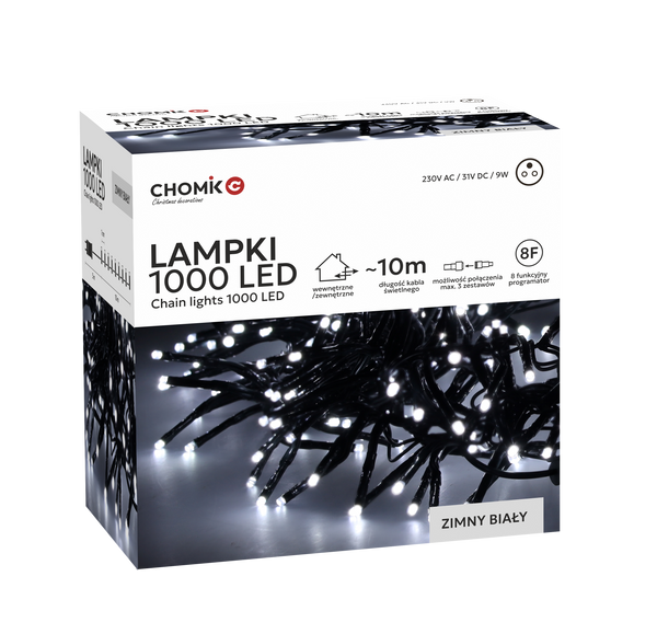 LED CLUSTER LAMP 1000L ALB RECE, LUNGIMEA 3 + 10 M ÎN INTERIOR/EXTERIOR *8219