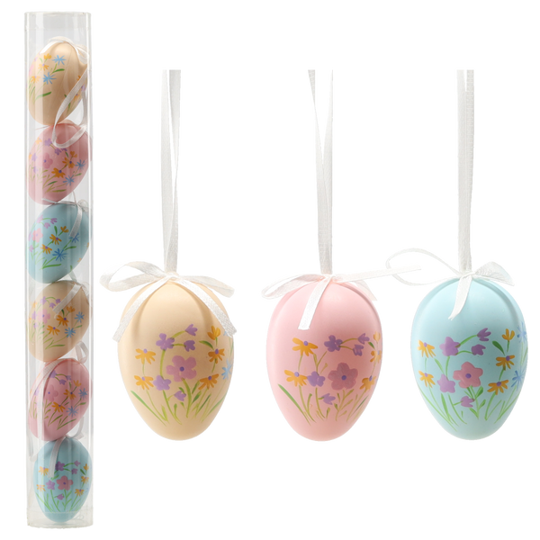KPL. 6 VELIKONOČNÍCH VAJÍČEK 6 CM V KVĚTINOVÉM MIXU VZORŮ TUBA *9489