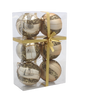 SET OF 6 CHRISTMAS BAUBLES GOLD 8 CM