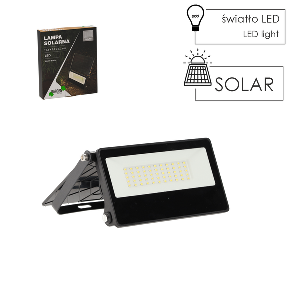SOLÁRNY LED SVETLO 17,3 x 9,7 x 3,2 CM 20W ČIERNE *2745