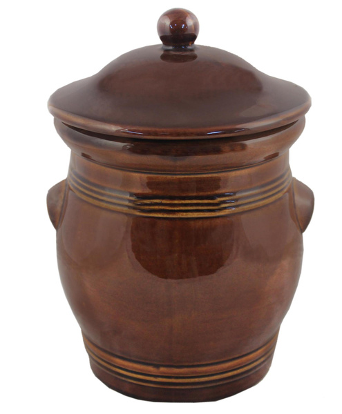 ROUND POT 5 L + LID BROWN